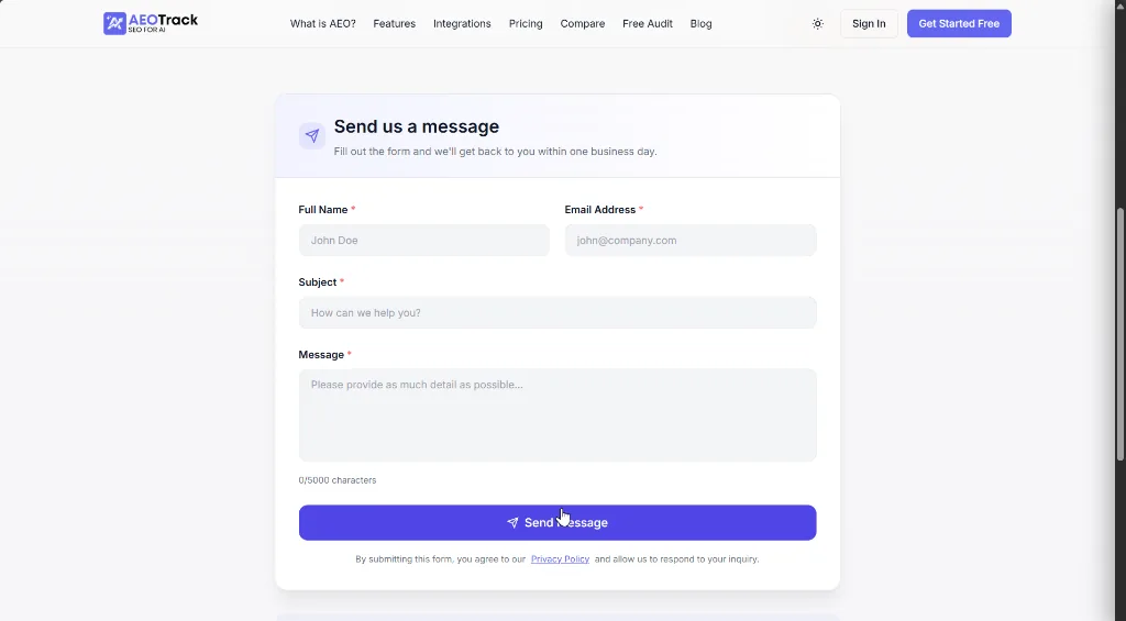 AEOTrack Contact Form