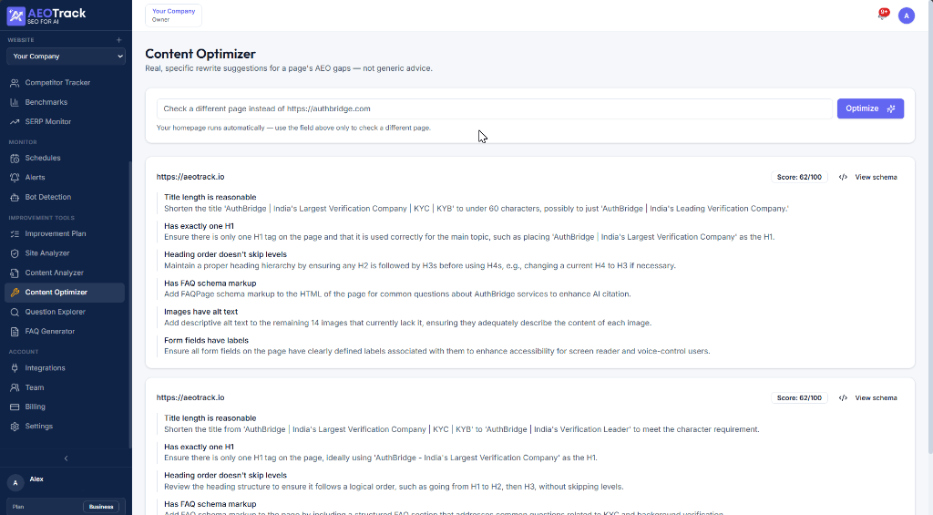 AEOTrack Content Optimizer