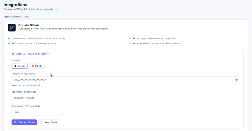 AEOTrack Git Integration